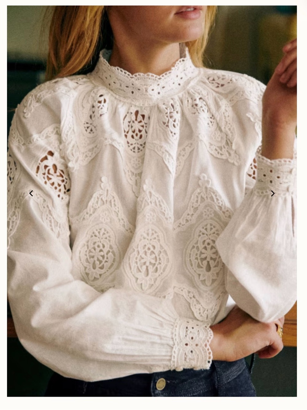 Sezane Tizio White Embroidered Women's Blouse